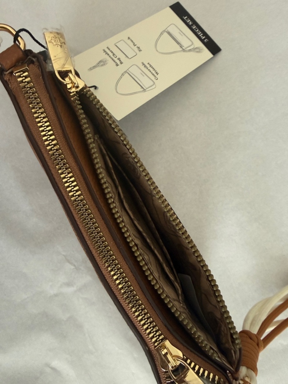Nanette Lepore Cognac Pebble Leather Mini Shoulder Bag with Tassel - Picture 6 of 12